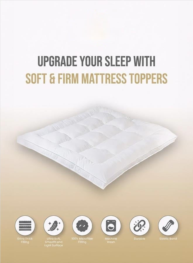 ورقة ألياف سميكة وناعمة إضافية 500GSM، قماش مصفف فائق النعومة مع أربطة مرنة من 4 جوانب لتناسب آمن، ميكروفايبر أبيض 180x200 سم - Image 2